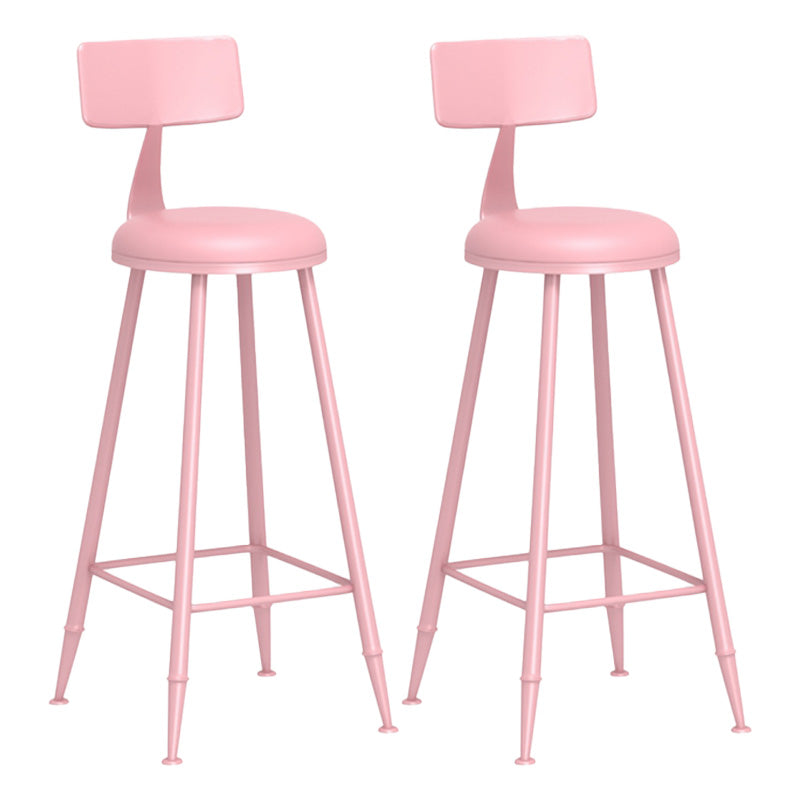 Modern Armless Backrest Counter Stool Iron Dessert Shop Bar Stool with Leather Cushion