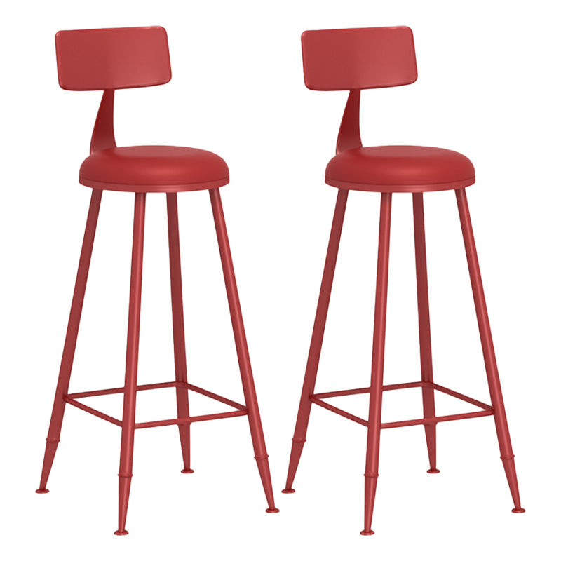 Modern Armless Backrest Counter Stool Iron Dessert Shop Bar Stool with Leather Cushion