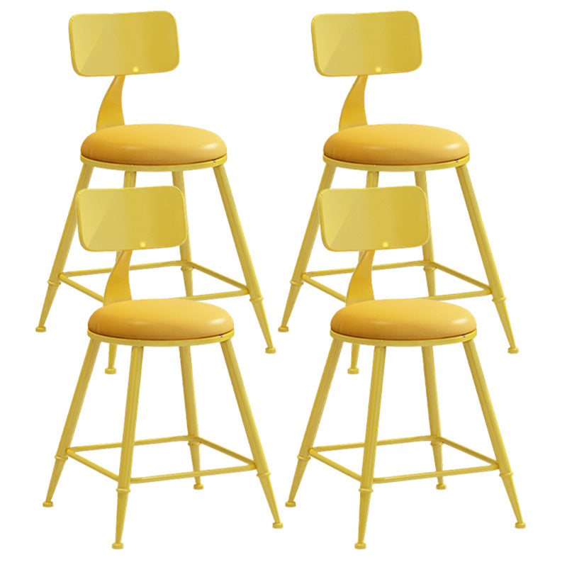 Modern Armless Backrest Counter Stool Iron Dessert Shop Bar Stool with Leather Cushion