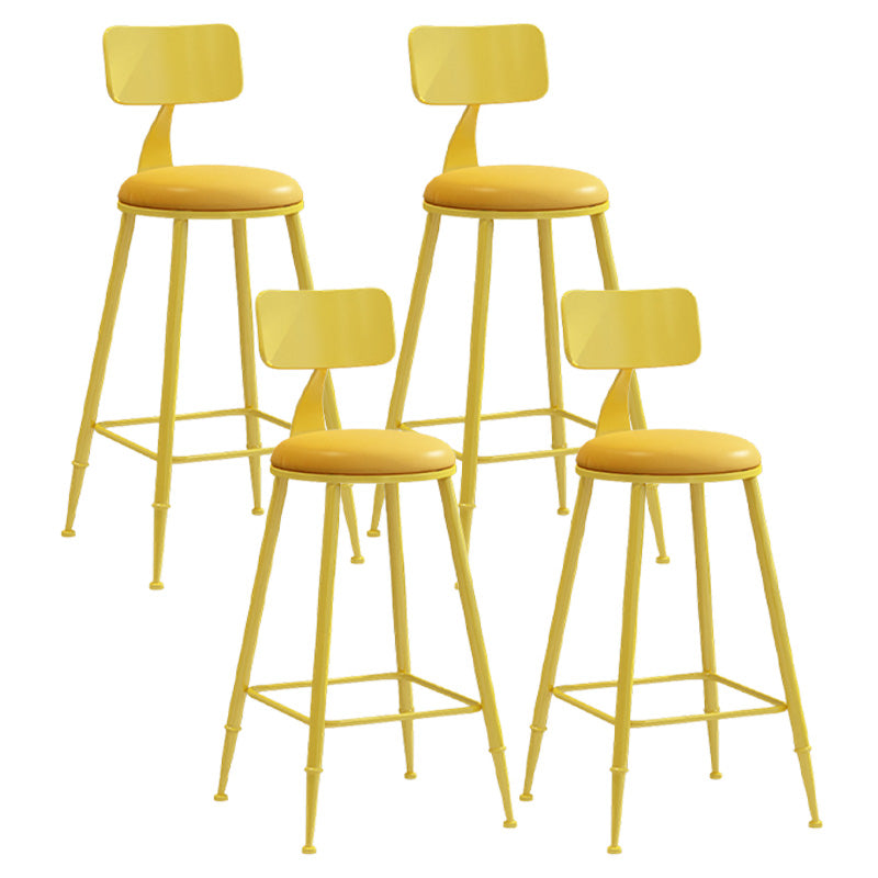 Modern Armless Backrest Counter Stool Iron Dessert Shop Bar Stool with Leather Cushion