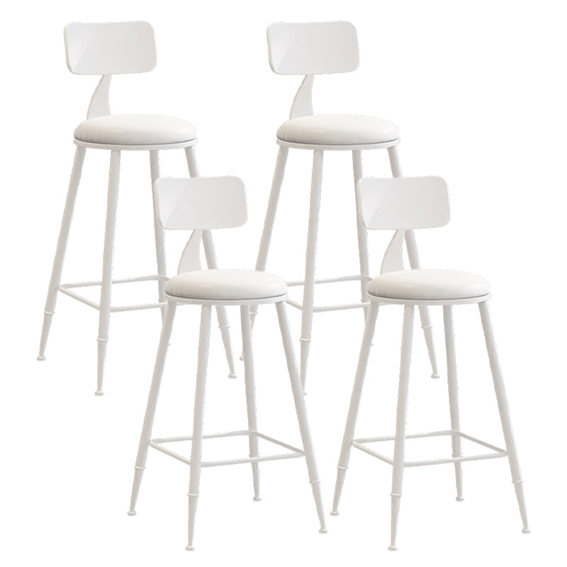 Modern Armless Backrest Counter Stool Iron Dessert Shop Bar Stool with Leather Cushion