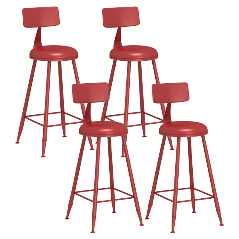 Modern Armless Backrest Counter Stool Iron Dessert Shop Bar Stool with Leather Cushion