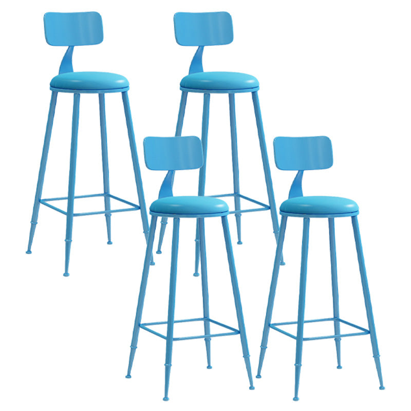 Modern Armless Backrest Counter Stool Iron Dessert Shop Bar Stool with Leather Cushion