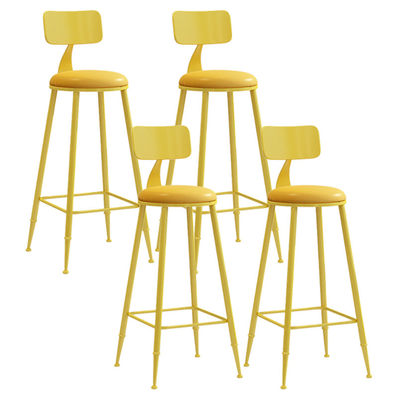 Modern Armless Backrest Counter Stool Iron Dessert Shop Bar Stool with Leather Cushion