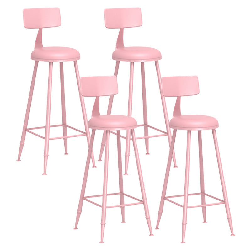 Modern Armless Backrest Counter Stool Iron Dessert Shop Bar Stool with Leather Cushion