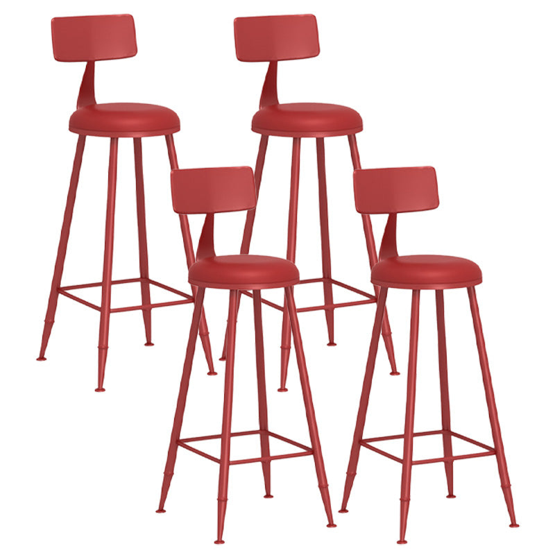 Modern Armless Backrest Counter Stool Iron Dessert Shop Bar Stool with Leather Cushion