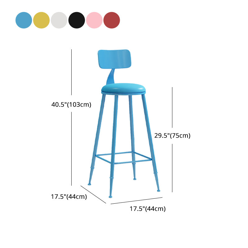 Modern Armless Backrest Counter Stool Iron Dessert Shop Bar Stool with Leather Cushion