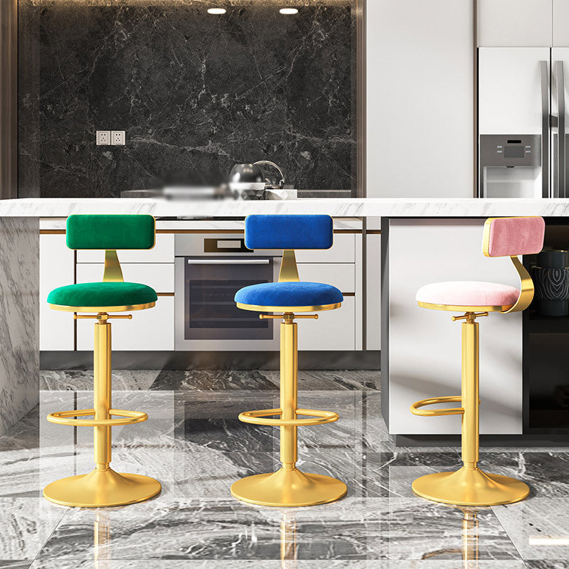 Taburete giratorio ajustable Glam, taburete de bar de cocina de hierro con cojín de terciopelo