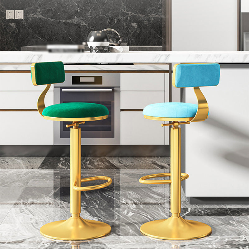 Taburete giratorio ajustable Glam, taburete de bar de cocina de hierro con cojín de terciopelo