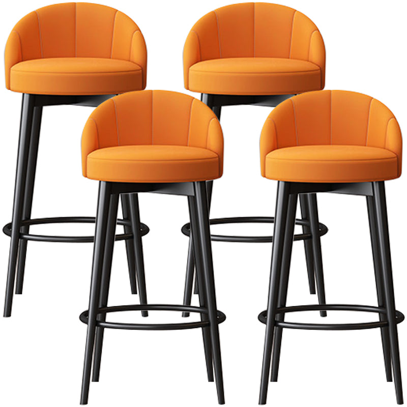 Taburete de bar de barras tapizada de metal glamorosa con cojín y espalda baja