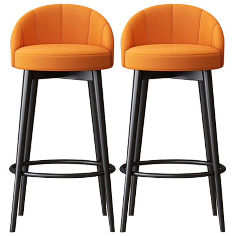 Taburete de bar de barras tapizada de metal glamorosa con cojín y espalda baja