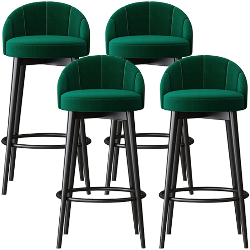 Taburete de bar de barras tapizada de metal glamorosa con cojín y espalda baja