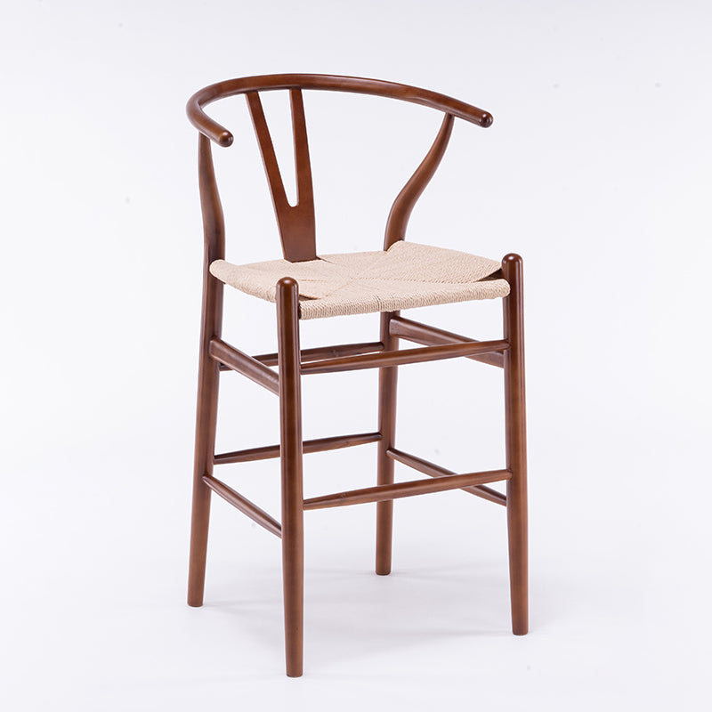 Scandinavian Wood Counter Stools Low Back Indoor Single Bar Stool with 4 Legs