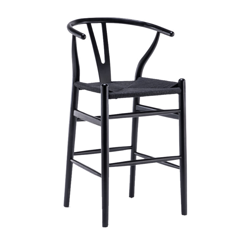 Scandinavian Wood Counter Stools Low Back Indoor Single Bar Stool with 4 Legs