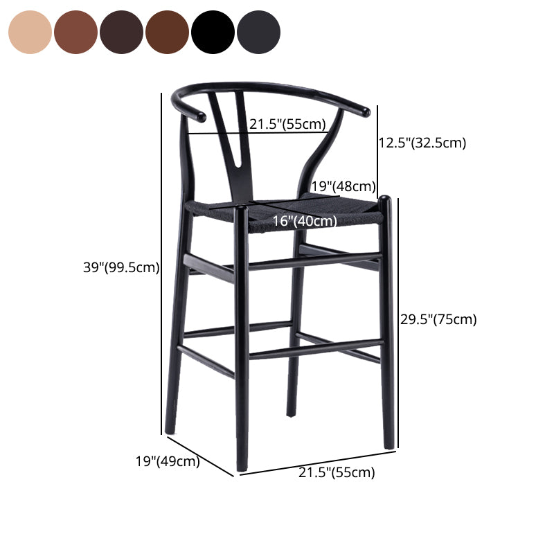 Scandinavian Wood Counter Stools Low Back Indoor Single Bar Stool with 4 Legs