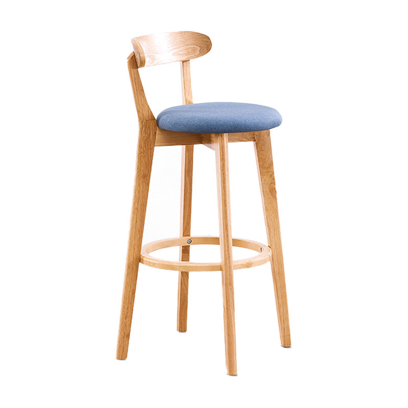 Contemporary Solid Wood Barstool Bristol Bar Stool with Footrest and Low Back