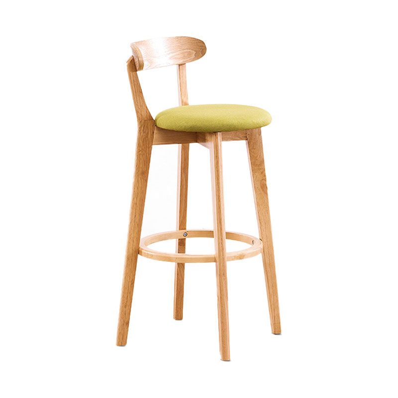 Contemporary Solid Wood Barstool Bristol Bar Stool with Footrest and Low Back