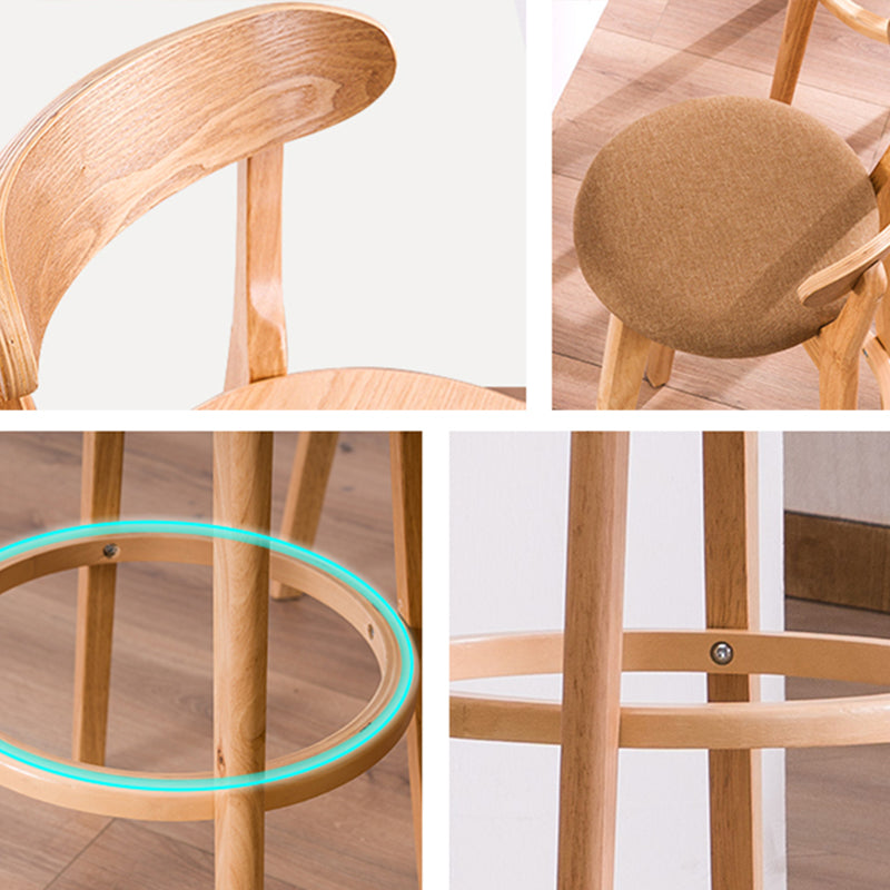 Contemporary Solid Wood Barstool Bristol Bar Stool with Footrest and Low Back