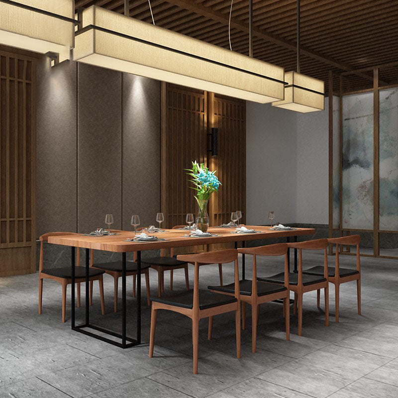 Pièces rectangulaires 1/2/9 Pièces Ensemble de restauration Natural and Black Windsor Back Chair pour cuisine