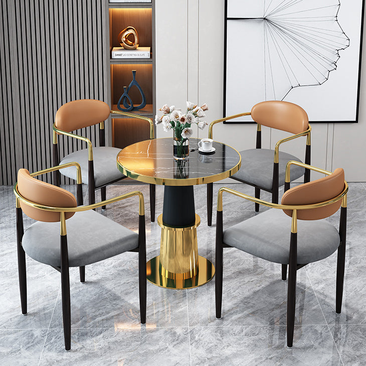 Glam 1/4/5 Pieces Dining Set Gold Base and Stone Top Table Kitchen Set for Dining Room