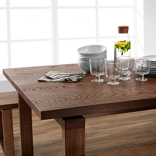 Mesa de pino de mesa de comedor de madera con base de trineo