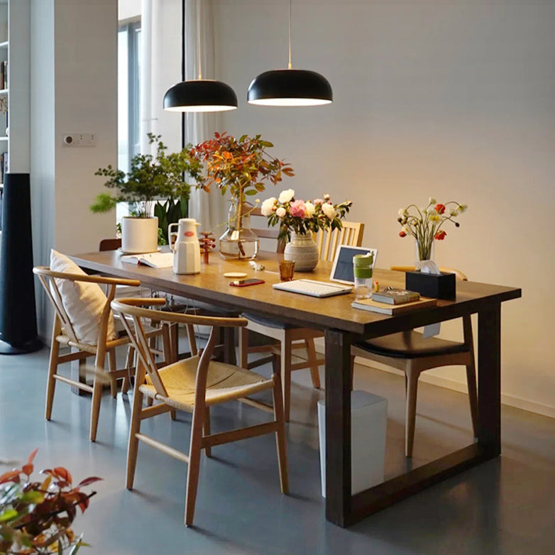 Mesa de pino de mesa de comedor de madera con base de trineo
