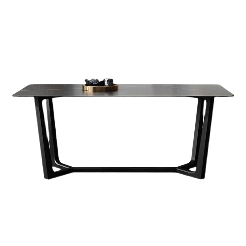 Mesa de comedor de estilo industrial mesa de piedra rectangular con base de caballete