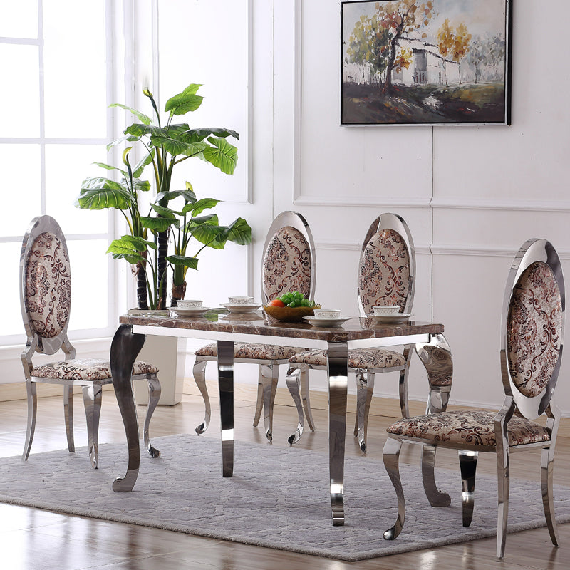 Rectangle Shape Luxury Style Dining Table Marble Fixed Table for Kitchen