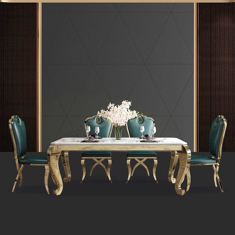 Rectangle Shape Luxury Style Dining Table Marble Fixed Table for Kitchen