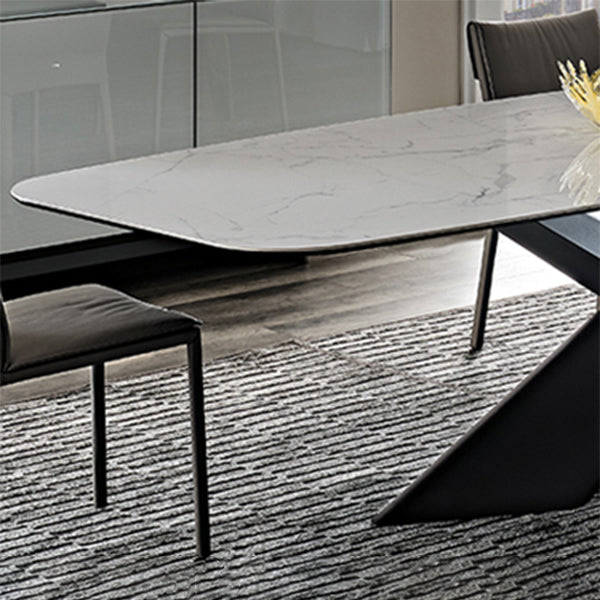 Sintered Stone Tisch für den industriellen Esstisch des Restaurants mit schwarzer Sockelbasis