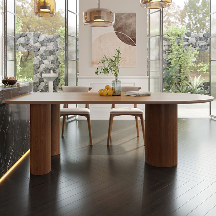 Solid Wood Top Dining Table Modern Pine Wood Table with 3 Legs