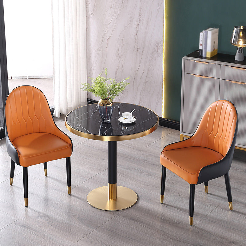 Metal Traditional Luxury Round Dining Table Marble Indoor Table with Pedestal Base