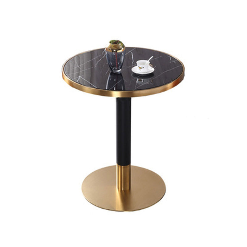 Metal Traditional Luxury Round Dining Table Marble Indoor Table with Pedestal Base