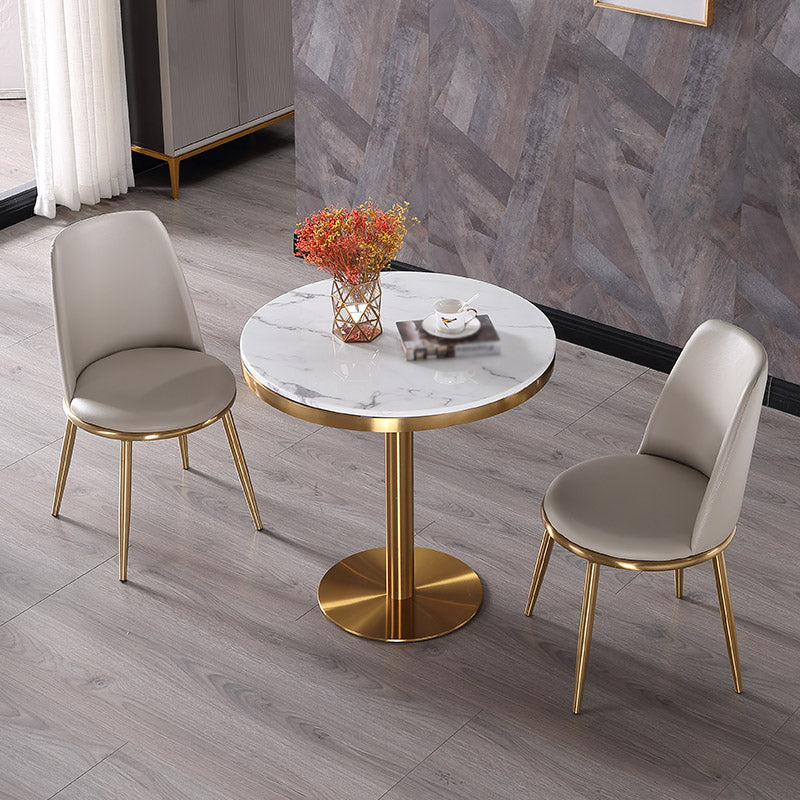 Metal Traditional Luxury Round Dining Table Marble Indoor Table with Pedestal Base