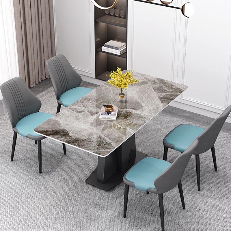 Industrial Sintered Stone Tisch Rechteck Esstisch mit Sockelbasis für das Restaurant