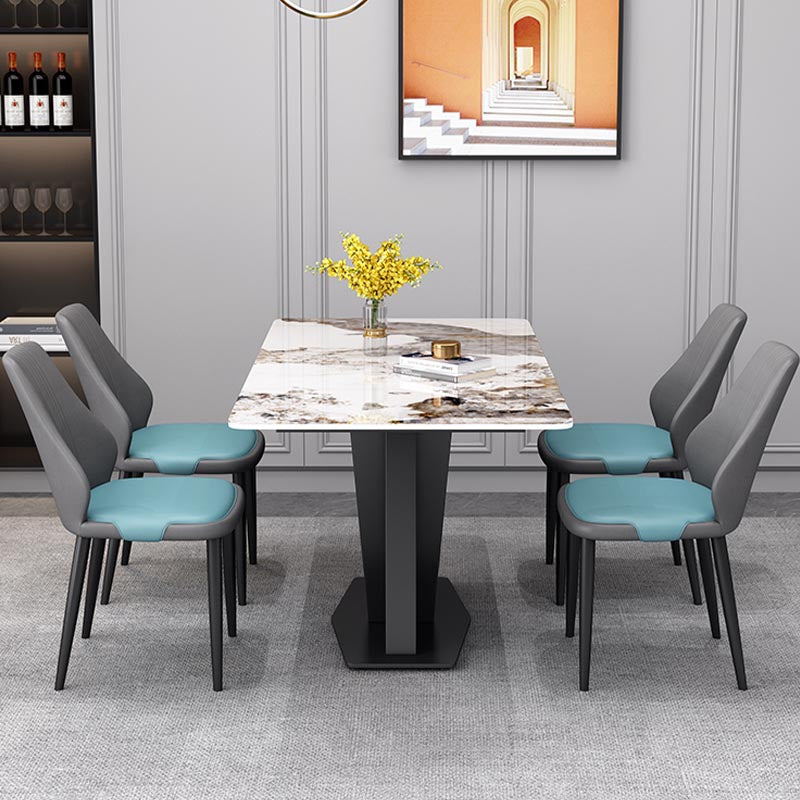 Industrial Sintered Stone Tisch Rechteck Esstisch mit Sockelbasis für das Restaurant