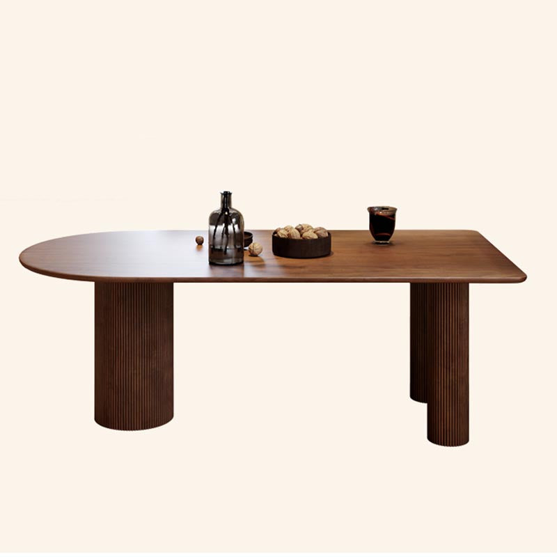Free Form Contemporary Dining Table Pine Solid Wood Table with 3 Legs
