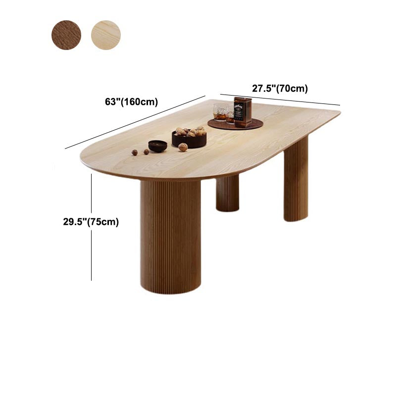 Free Form Contemporary Dining Table Pine Solid Wood Table with 3 Legs
