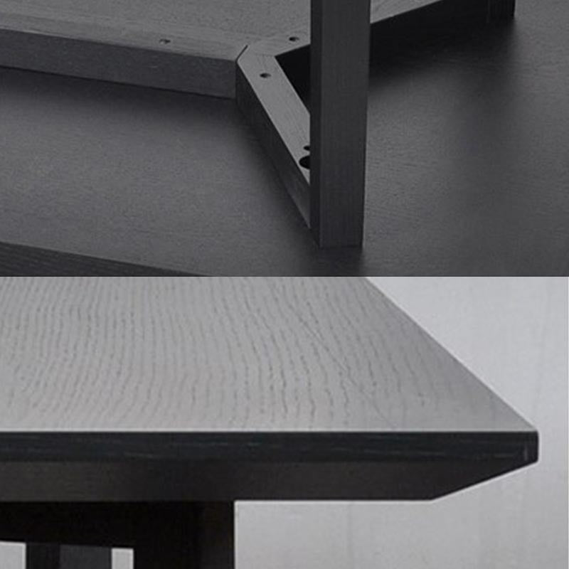 Mesa de comedor industrial rectangular Mesa fija de madera maciza con base de caballete