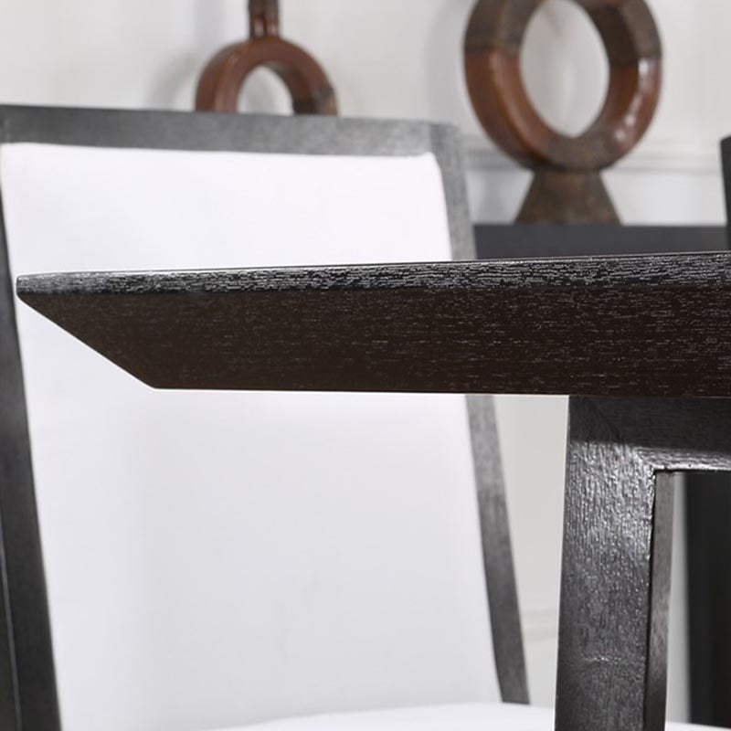 Mesa de comedor industrial rectangular Mesa fija de madera maciza con base de caballete