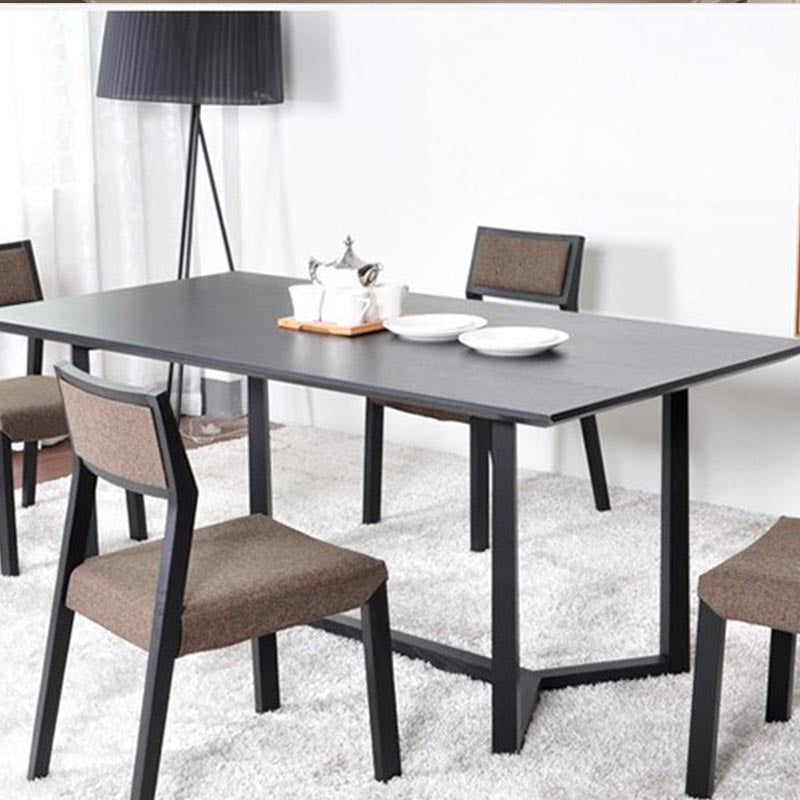 Mesa de comedor industrial rectangular Mesa fija de madera maciza con base de caballete