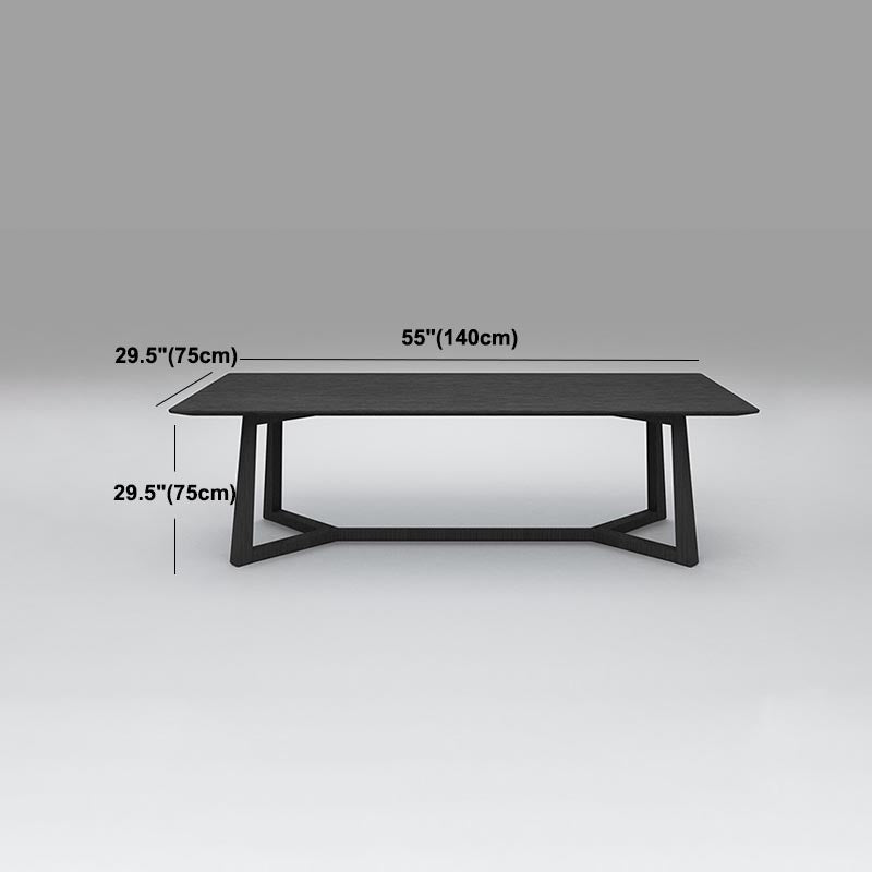 Mesa de comedor industrial rectangular Mesa fija de madera maciza con base de caballete