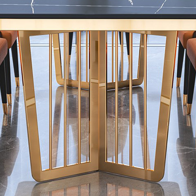 Sintered Stone Dining Table Traditional Luxury Dining Table with Gold Frame for Kitchen