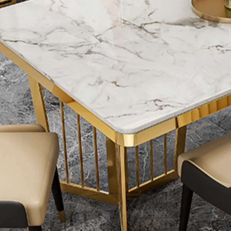 Sintered Stone Dining Table Traditional Luxury Dining Table with Gold Frame for Kitchen