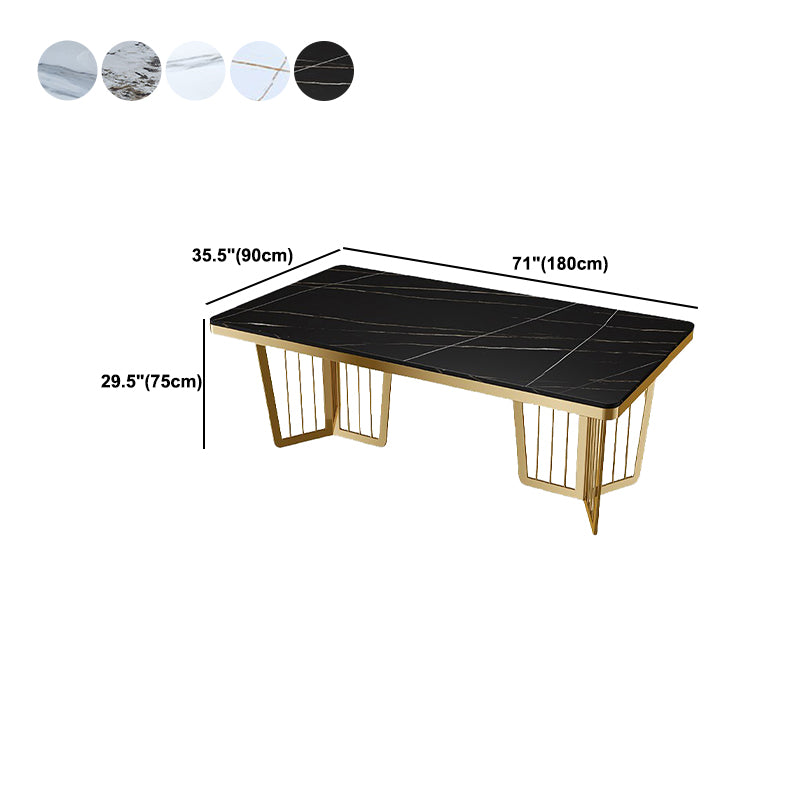 Sintered Stone Dining Table Traditional Luxury Dining Table with Gold Frame for Kitchen