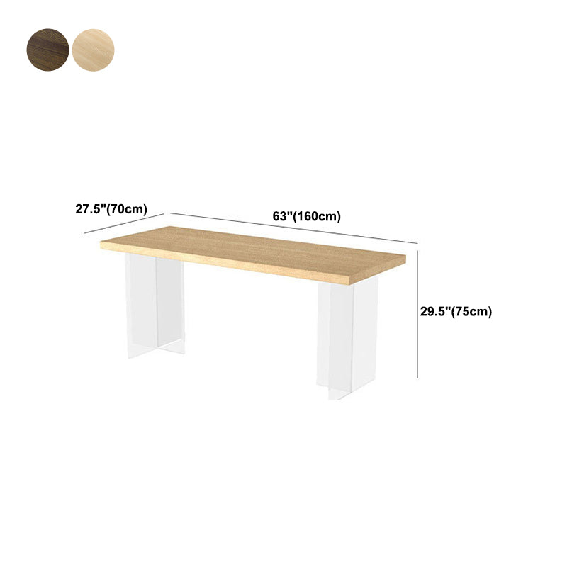Table à manger en bois massif Table à manger rectangulaire moderne avec base en acrylique