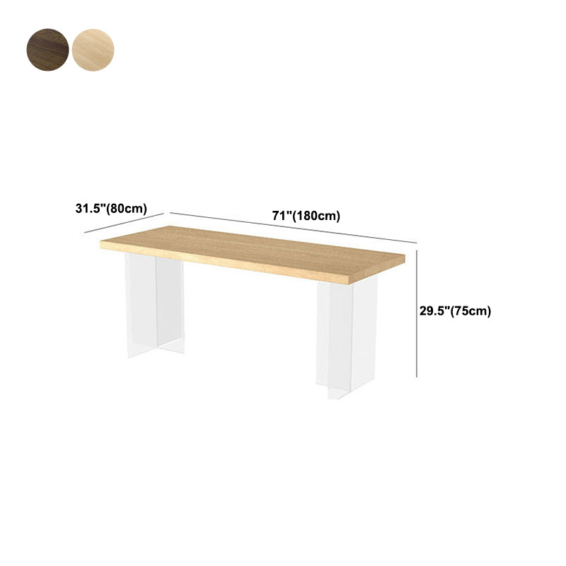 Table à manger en bois massif Table à manger rectangulaire moderne avec base en acrylique
