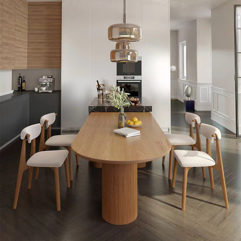 Mesa contemporánea de madera maciza de forma libre, mesa superior de madera de pino para comedor