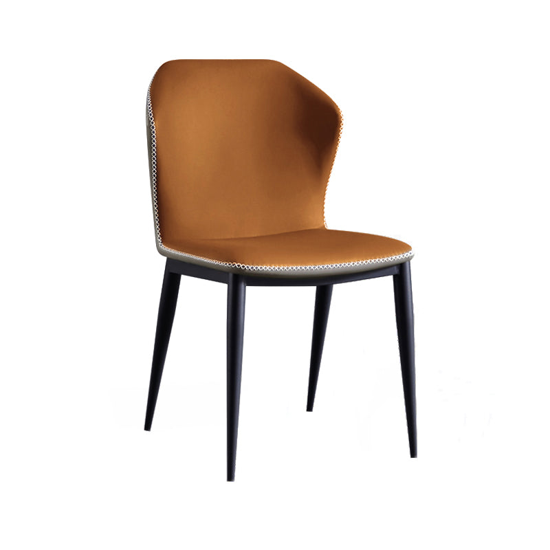 Chaise de salle à manger sans bras à oreilles de conception industrielle, chaise latérale de salle à manger en cuir