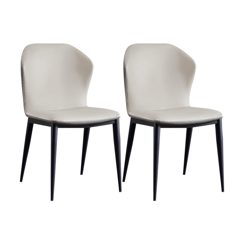 Chaise de salle à manger sans bras à oreilles de conception industrielle, chaise latérale de salle à manger en cuir